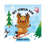 Voorzijde van Het geheim van rendier Rudolf vingerpopboek met kerstillustraties