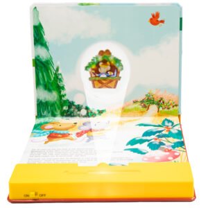 Interactief kerst projectorboek met verlichte projectie van kersttafereel en muisjes in winterbos