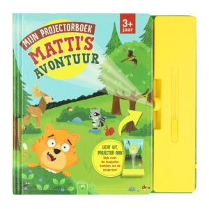 Matti’s Avontuur projectorboek met gele projector zijkant Mijn Projectorboek Mattis Avontuur