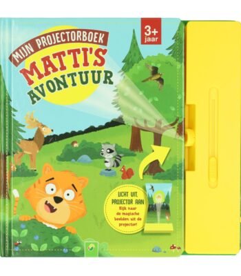 Matti’s Avontuur projectorboek met gele projector zijkant Mijn Projectorboek Mattis Avontuur