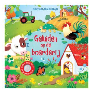 Voorkant van Usborne Geluiden op de boerderij kinderboek met tractor, haan en kuikentjes Geluidenboek - Geluiden op de Boerderij