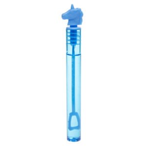 Blauwe bellenblaas unicorn stok in transparante tube
