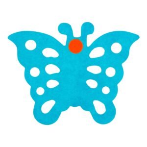 Blauwe vlinder slinger decoratie van papier met ronde uitsparingen