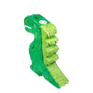 groene dinosaurus pinata zijaanzicht met vulopening