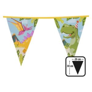 Dinosaurus vlaggenlijn met T-rex en pterodactyl voor kinderfeest