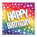 Close-up regenboog Happy Birthday servet met witte sterren feestdecoratie Papieren Servetten Happy Birthday