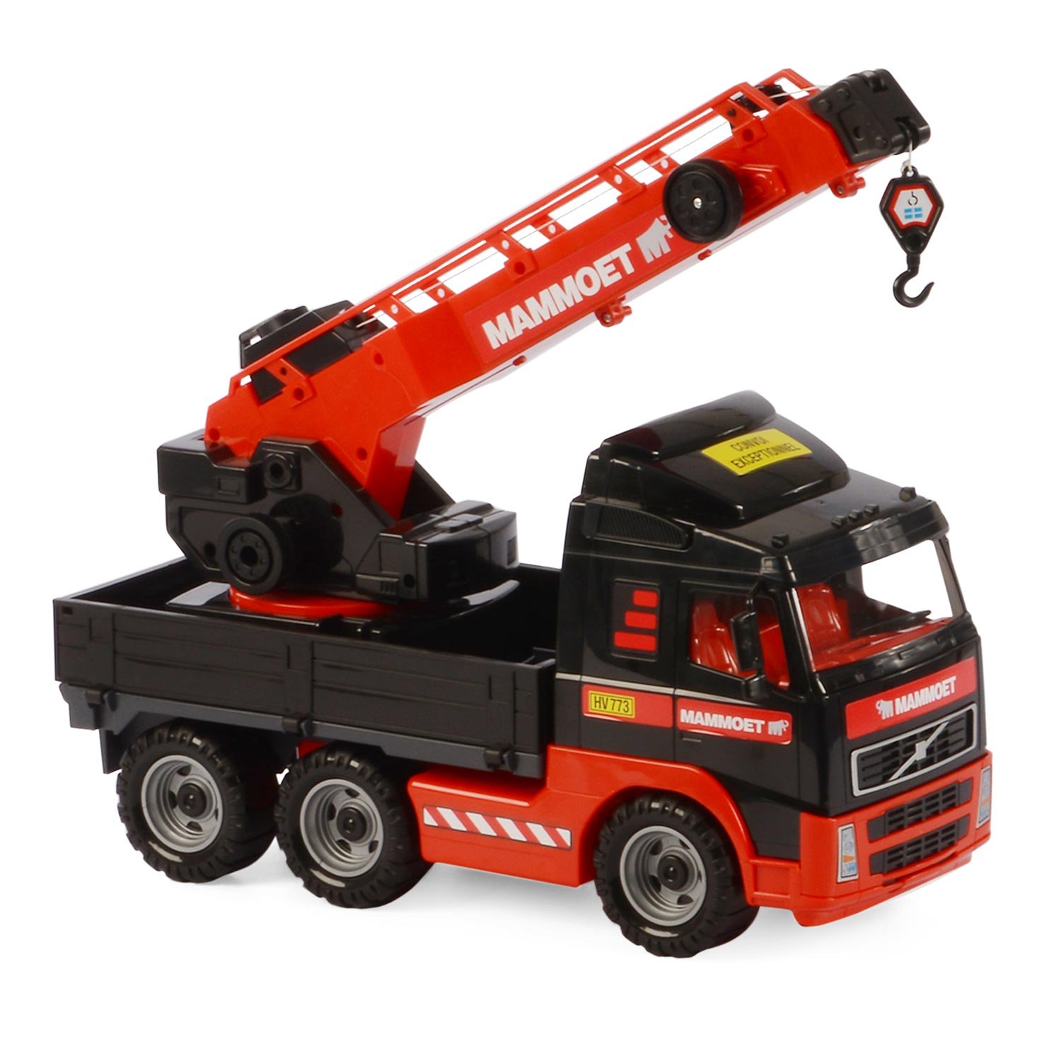 cavallino-mammoet-kraanwagen-rood-zwart-afbeelding Productfoto van Rode Cavallino Mammoet Kraanwagen op witte achtergrond