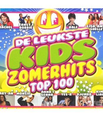 CD cover van Various Artists - De Leukste Kids Zomerhits top 100 met artiesten en lachende Smiley