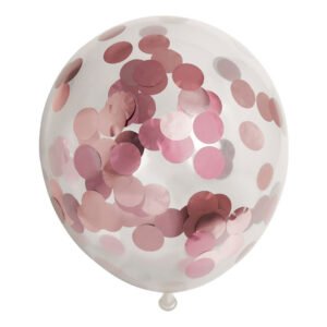 Transparante ballon met rosé goud confetti decoratie