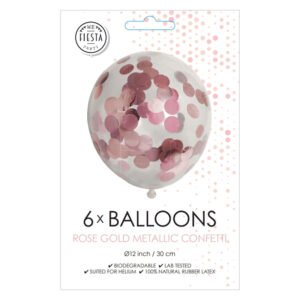 Verpakking Confettiballonnen Papieren Confetti Metallic Rose Goud 30cm, 6st.