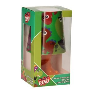 Crazy Dino kinder bureaulamp in groene verpakking met dino print