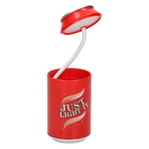 Design tafellamp frisdrankblik model met kantelbare LED kap rood