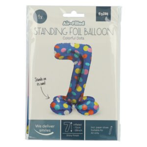 verpakking air filled staande folie ballon cijfer 7 colorful dots