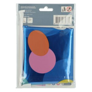Blauwe folie ballon set met kleurrijke stippen in verpakking