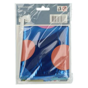 verpakking folie cijferballon blauw met stippen en rietje