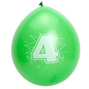 Groene verjaardag ballon met cijfer vier print