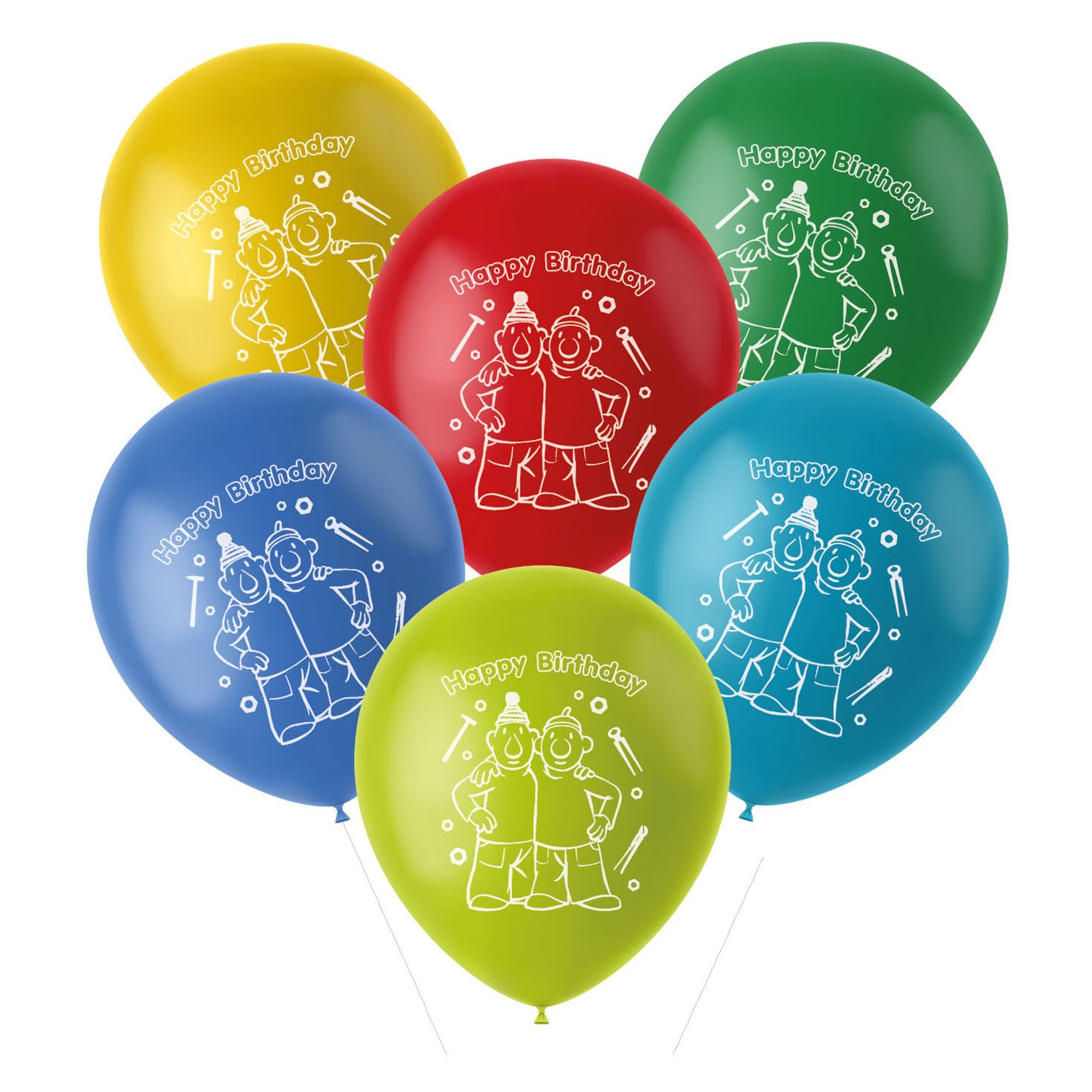 folat-bv-happy-birthday-ballonnen-pat-en-mat-gekleurd-set set gekleurde happy birthday ballonnen met pat en mat illustratie Buurman & Buurman Ballonnen