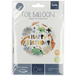 verpakte happy birthday dino folieballon 45cm feestdecoratie