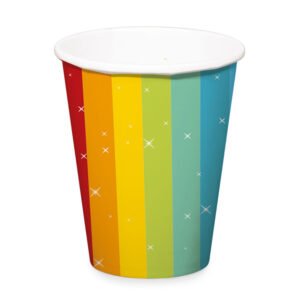 Kartonnen beker met regenboog strepen en sterretjes design voor evenementen