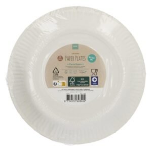 set witte papieren verjaardagsbordjes verpakt 23cm