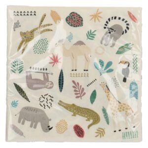 servetten jungle print giraf krokodil neushoorn