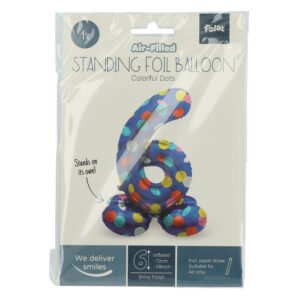 productverpakking air filled cijferballon 6 colorful dots