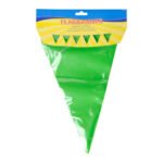 verpakking van groene vlaggenbanner met plastic driehoekige feestvlaggetjes Limegroene Vlaggenlijn 10m