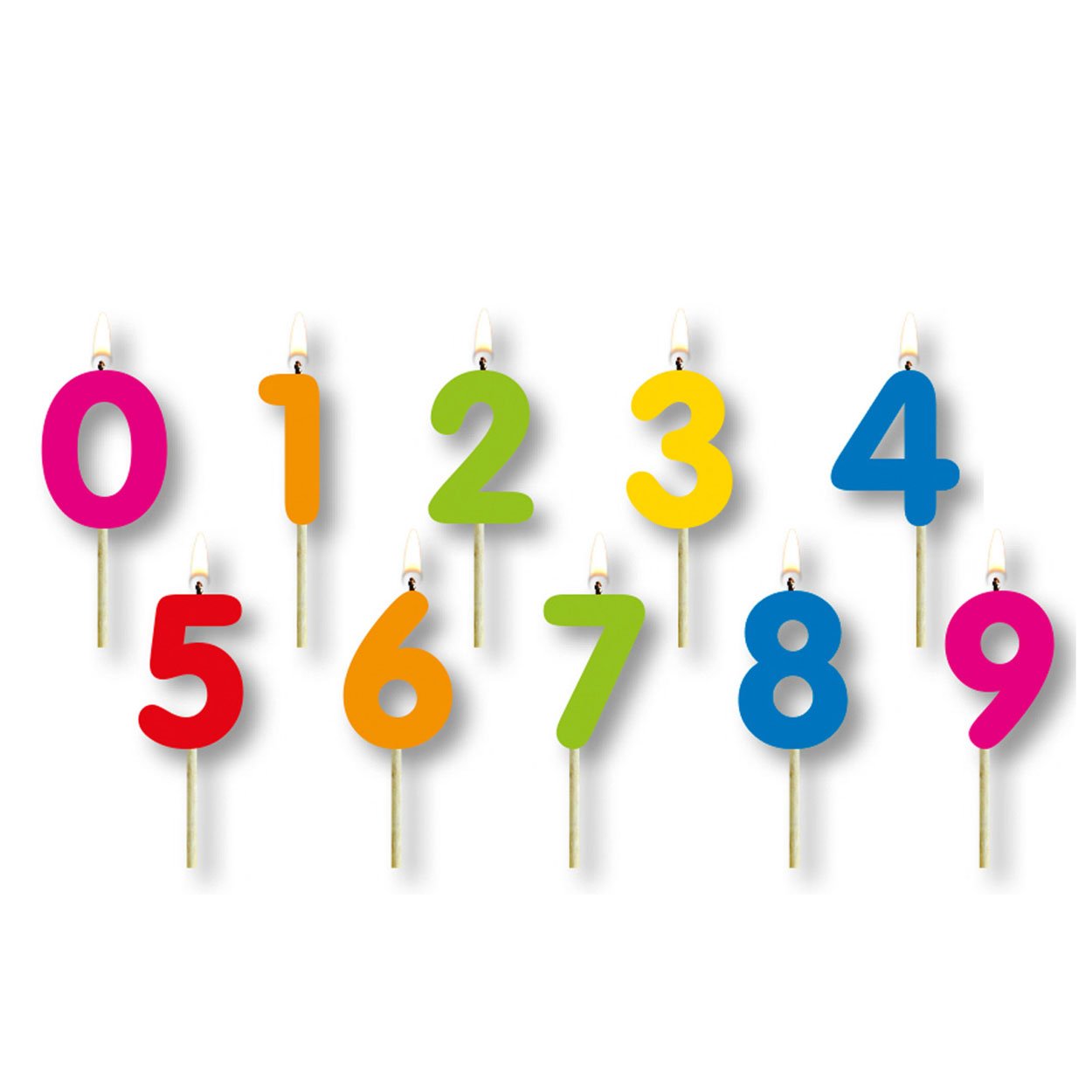 folat-kaarsjes-set-0-9-jaar-diverse-kleuren Kaarsjesset 0-9 Jaar in diverse kleuren van het merk Folat BV