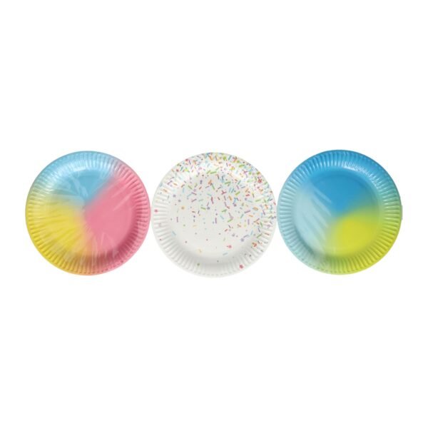 set gekleurde feestborden overzicht wegwerp servies Papieren Feest Borden 23cm, 10st.