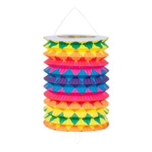 Regenboog lampion met geometrisch patroon