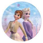 Elsa en Anna Frozen zussen in winterse setting met sneeuwvlokken Papieren Bordjes FSC Frozen 2 Wind Spirit