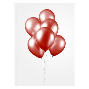 Bos metallic rode heliumballonnen met glanzende afwerking op lichte achtergrond
