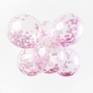 set transparante ballonnen met babyroze confetti feestdecoratie
