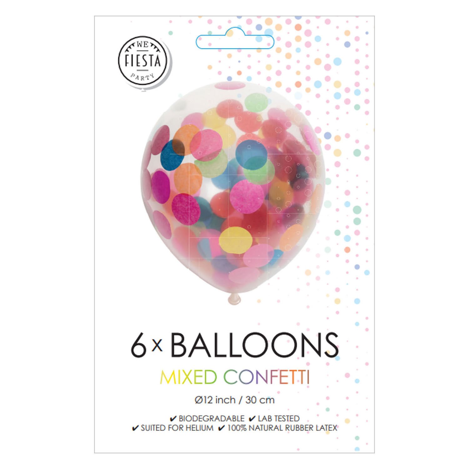 globos-verpakking-6-transparante-confetti-ballonnen-mixed-confetti verpakking set van 6 transparante ballonnen met gemengde confetti Confettiballonnen Papieren Confetti Mix 30cm