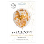 verpakking confetti ballonnen goud metallic 6 stuks Confettiballonnen Papieren Confetti Metallic Goud 30cm