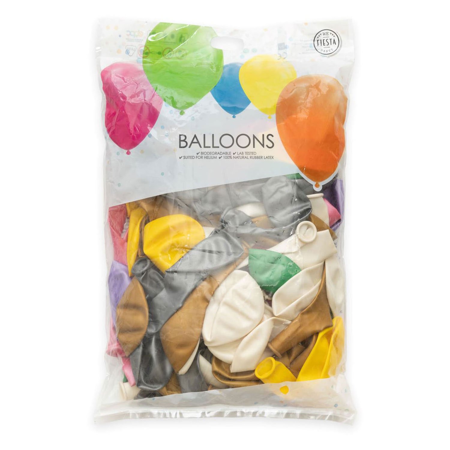 globos-verpakking-gemixte-latex-feestballonnen-kleuren Verpakking met gemixte latex feestballonnen in verschillende kleuren Ballonnen Metallic Pearl Mix Kleuren 30cm