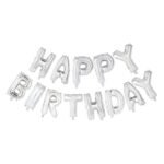 Zilveren happy birthday folieballonnen letters feestdecoratie Folieballon Happy Birthday Zilver