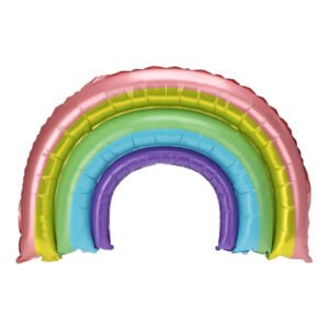grote regenboog folie ballon pastel kleuren feest versiering Folieballon Regenboog