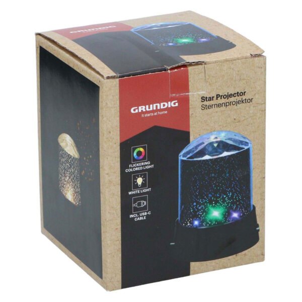 Grundig sterrenprojector in kartonnen verpakking met gekleurde lichtprojectie Grundig Sterrenprojector Lamp met USB-C