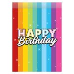 Uitdeelzakjes Happy Birthday 8st. met regenboog strepen design