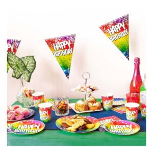 Kleurrijke happy birthday vlaggenlijn feesttafel decoratie