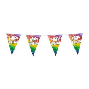 Vlaggenlijn Happy birthday 6m slinger met meerdere feestvlaggen
