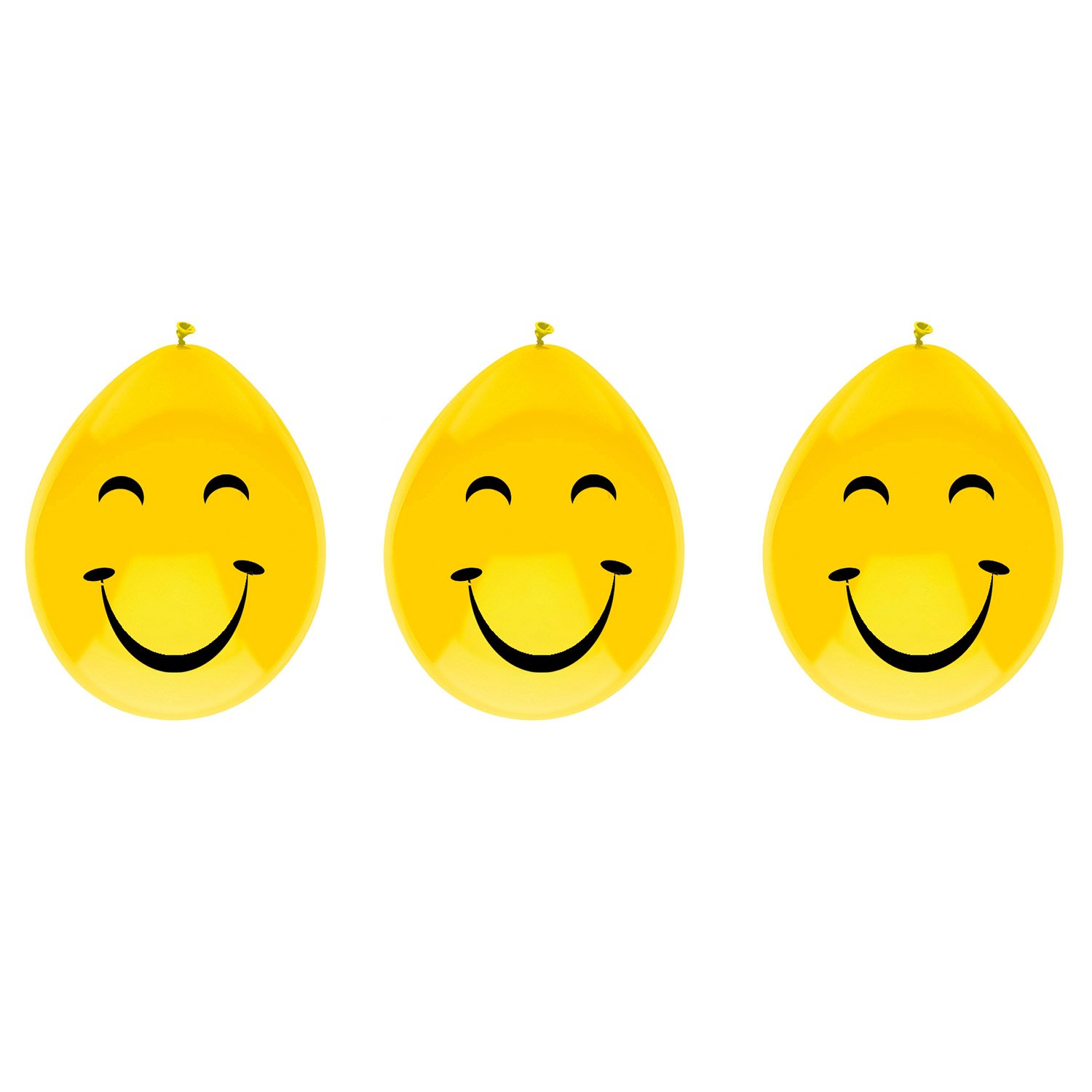 haza-witbaard-drie-gele-smiley-ballonnen-druppel-vrolijk drie gele smiley ballonnen druppel vorm vrolijke illustratie Ballonnen lachgezicht
