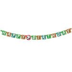 Happy Birthday slinger met voetbal thema en kleurrijke letters met voetbal als O Letterguirlande Goal