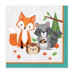 schattige bosdieren illustratie met vos wasbeer en egel in het bos Wild ones Servetten