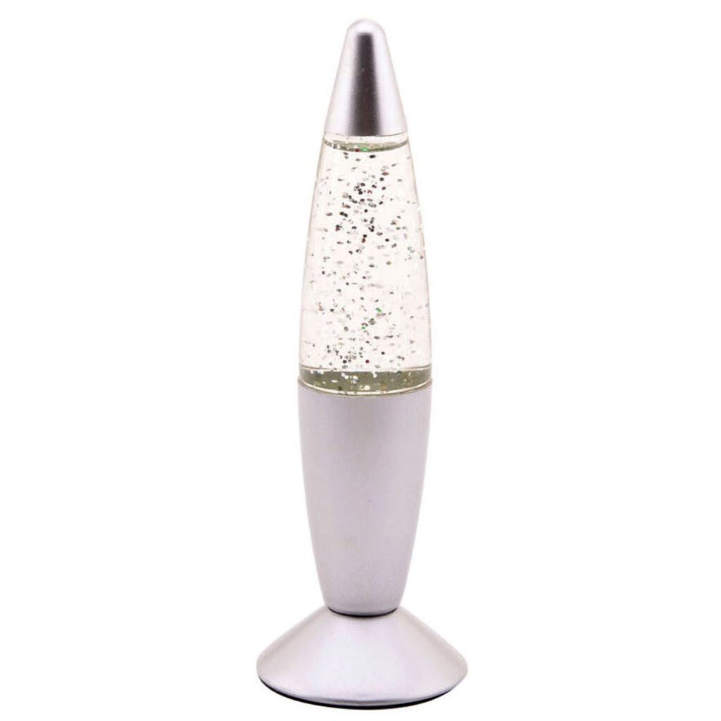 LED glitter lamp zilver met transparante glitter vloeistof Lavalamp Glitter met Licht