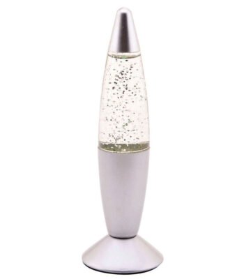 LED glitter lamp zilver met transparante glitter vloeistof Lavalamp Glitter met Licht