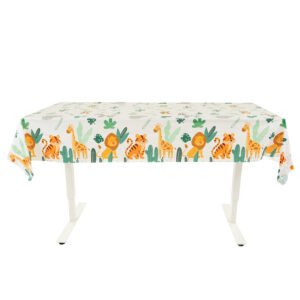 Rechthoekige tafel met jungle dieren tafelkleed met giraffe, leeuw en tijger