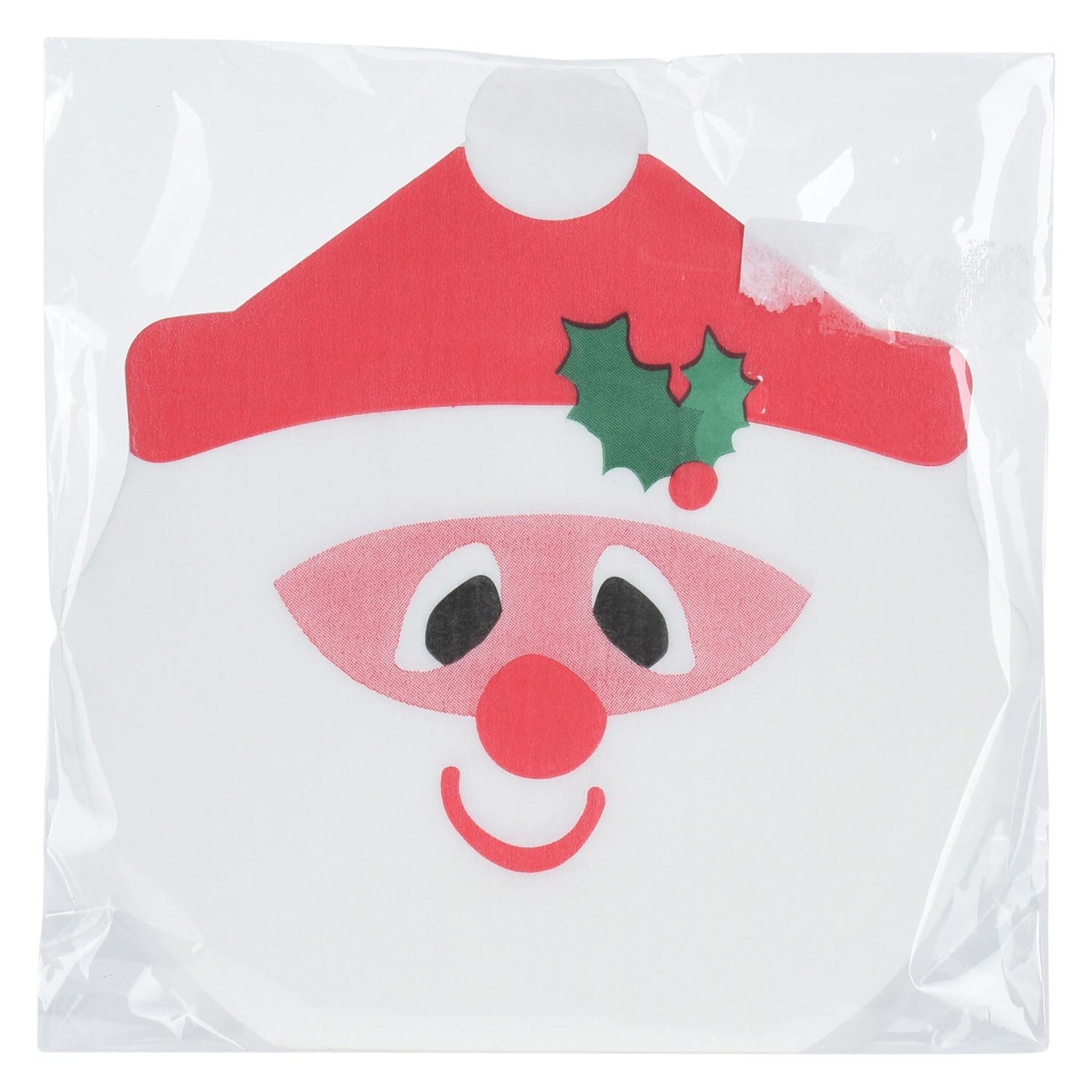 kerst-traktatiezakje-kerstman-gezicht-hulst Kerst traktatiezakje met vrolijk kerstman gezicht en hulst decoratie servetten kerst set van 12