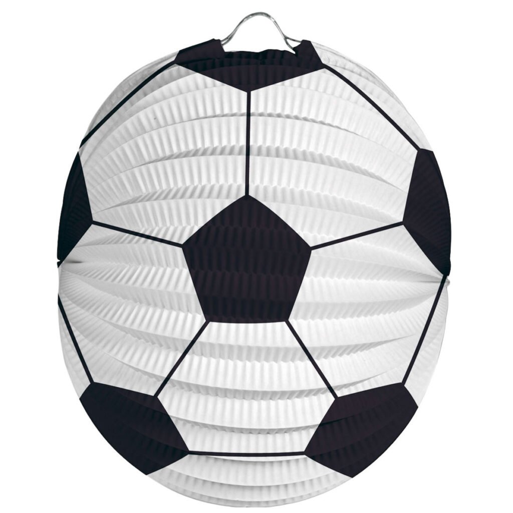 Afbeelding papieren Lampion Voetbal 22cm zwart wit